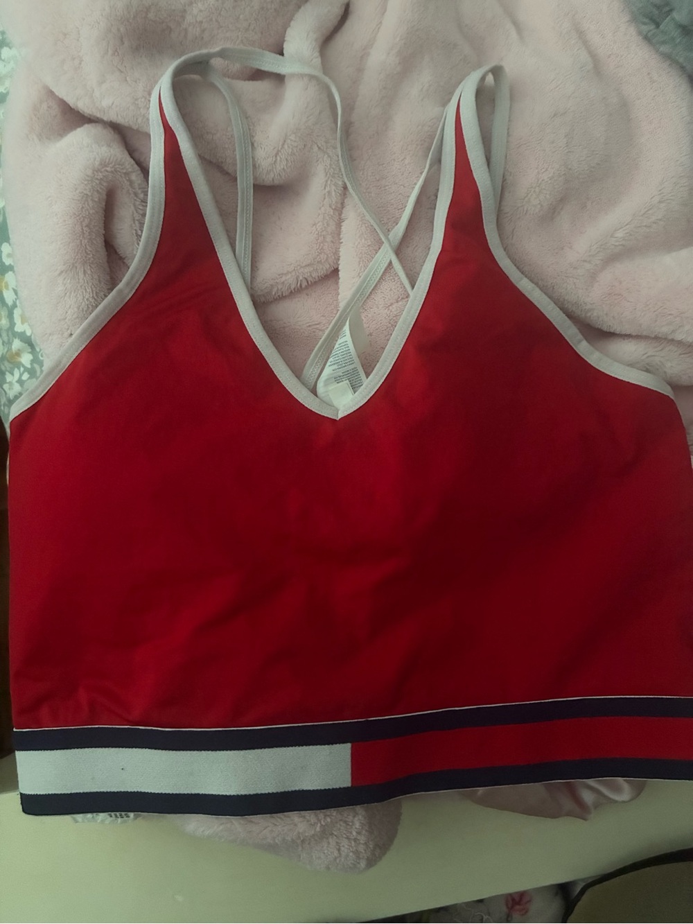 Red Tommy hilfigure bralette with Contrast Trim